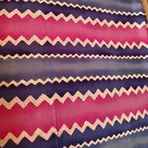 NEW BERNATEX FABRIC cherry jubilee Mary Lou Weidman Zig Zag 44"x42" Pink Blue Wh